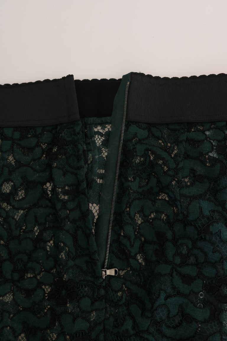 Dolce &amp; Gabbana Sample Sale Dolce &amp; Gabbana Green Floral Lace Leggings Pants - | Designer outlet