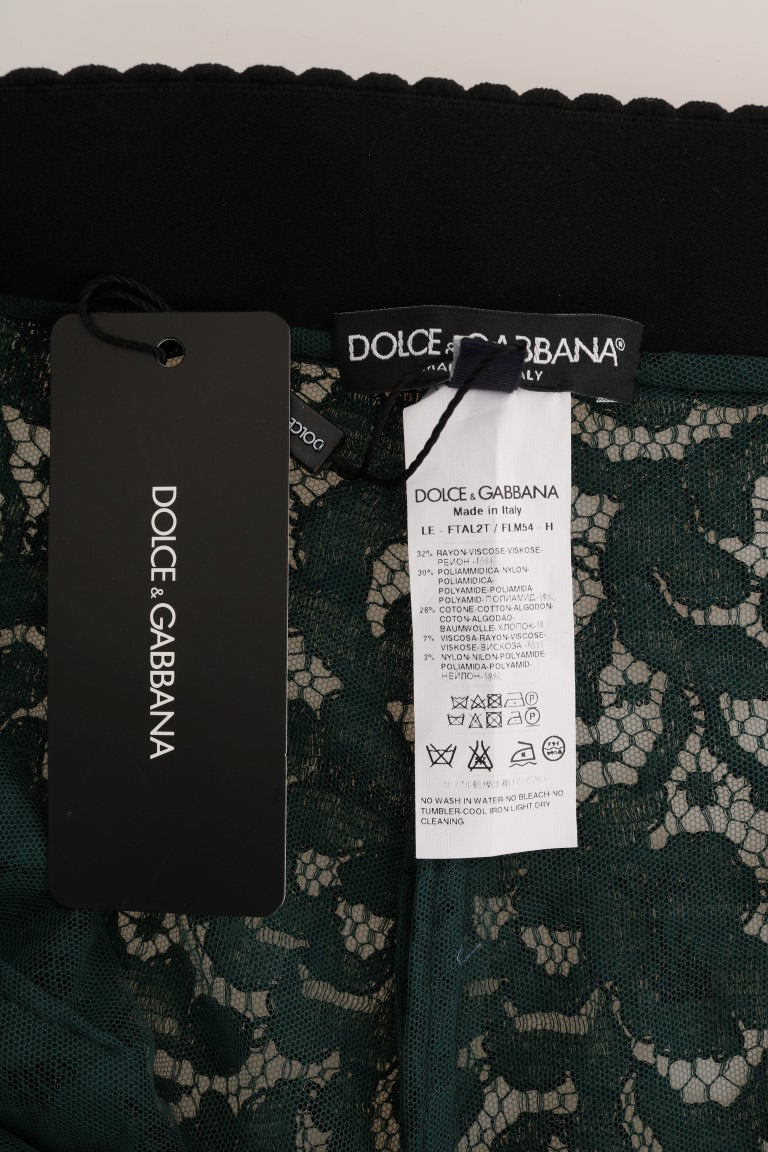 Dolce &amp; Gabbana Sample Sale Dolce &amp; Gabbana Green Floral Lace Leggings Pants - | Designer outlet