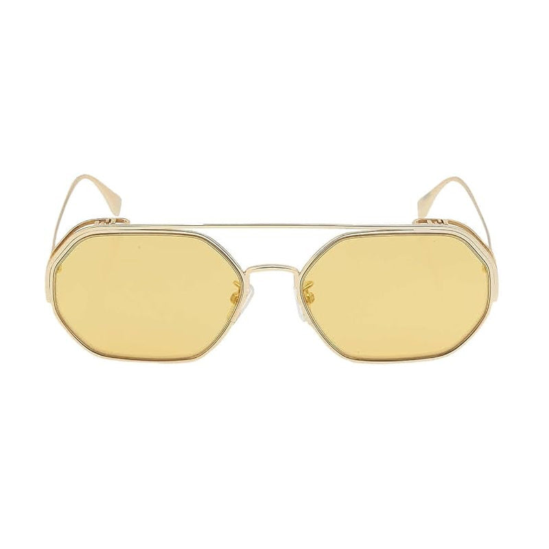 Fendi Geometric Full Rim, with a Gold frame and Yellow Mirror lens.