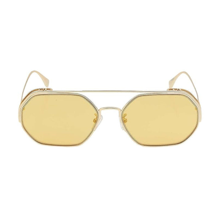 Fendi Geometric Full Rim, with a Gold frame and Yellow Mirror lens.