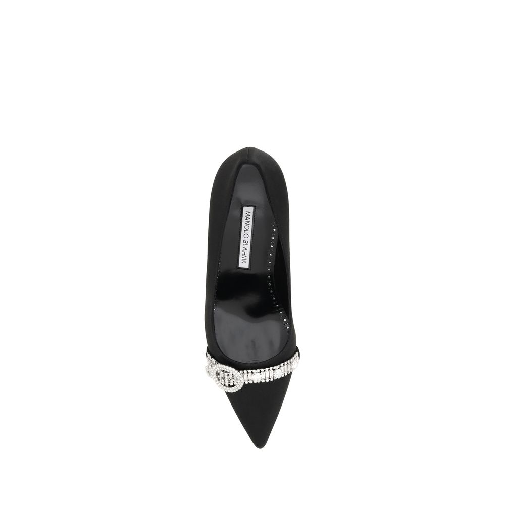 【送料&関税込】Manolo Blahnik Asapump Satin Pumps ASAPUMP | Black Satin Jewel Embellished Pumps | Manolo Blahnik