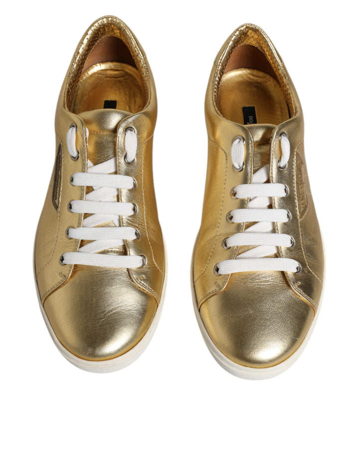 Dolce &amp; Gabbana Sample Sale Dolce &amp; Gabbana Gold Leather Logo London Men Sneakers Shoes - | Designer outlet
