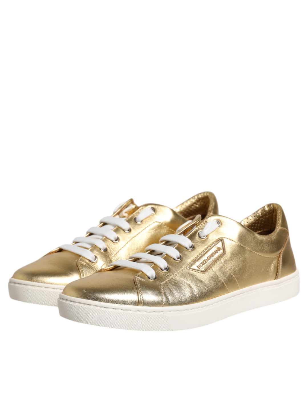 Dolce &amp; Gabbana Sample Sale Dolce &amp; Gabbana Gold Leather Logo London Men Sneakers Shoes - | Designer outlet