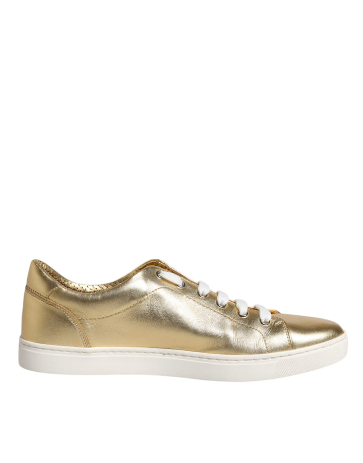 Dolce &amp; Gabbana Sample Sale Dolce &amp; Gabbana Gold Leather Logo London Men Sneakers Shoes - | Designer outlet