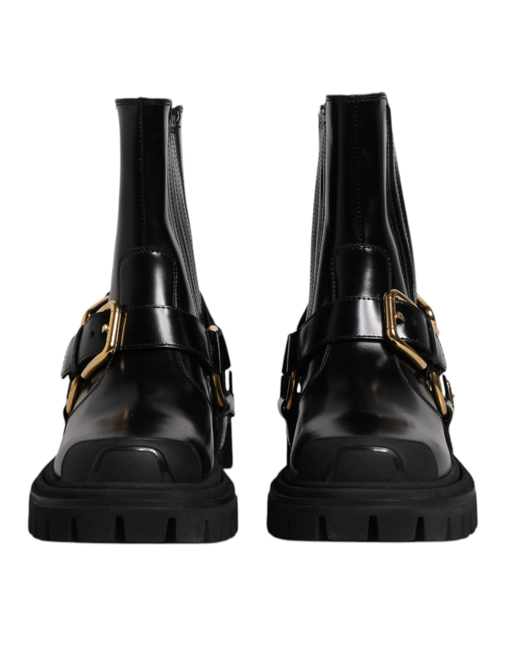 Dolce & Gabbana Sample Sale Dolce & Gabbana Black Leather Slip On Stretch Trekking Boots Shoes - | Designer outlet