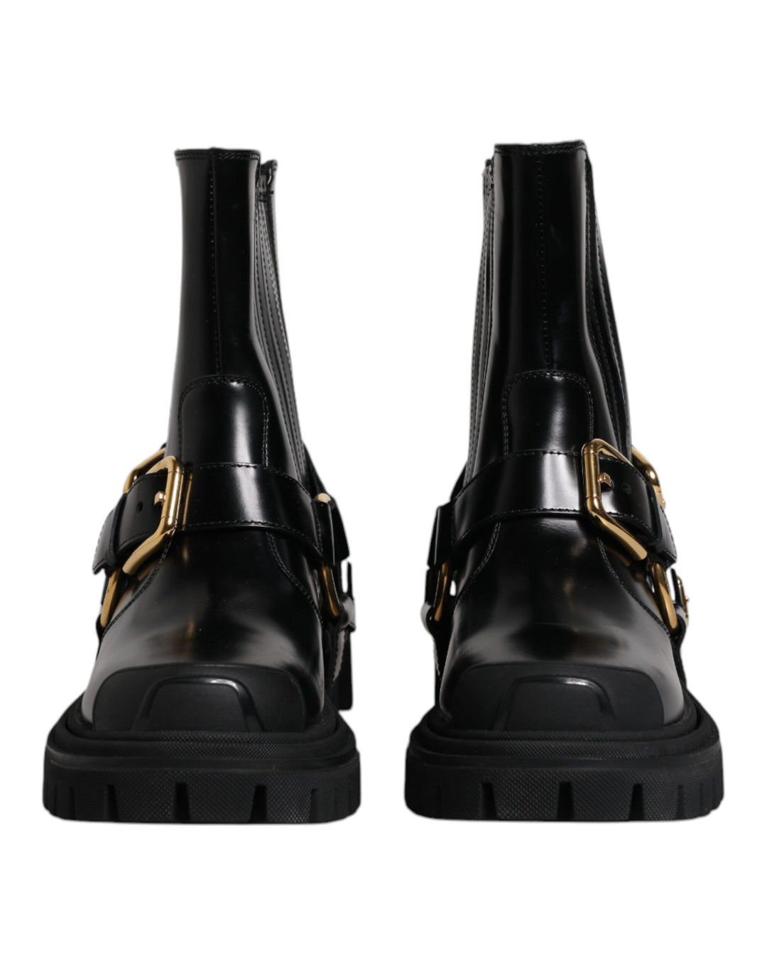 Dolce &amp; Gabbana Sample Sale Dolce &amp; Gabbana Black Leather Slip On Stretch Trekking Boots Shoes - | Designer outlet