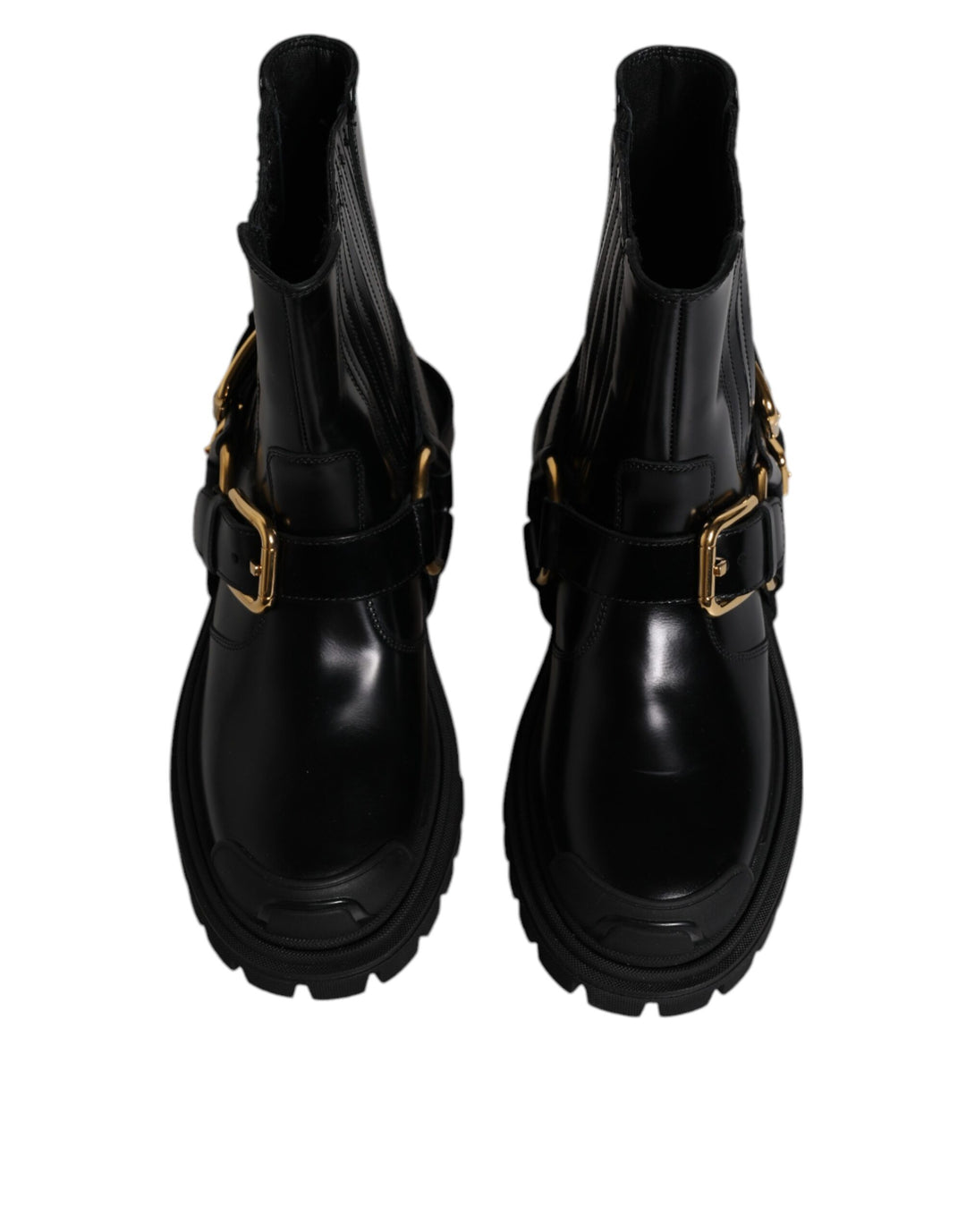 Dolce &amp; Gabbana Sample Sale Dolce &amp; Gabbana Black Leather Slip On Stretch Trekking Boots Shoes - | Designer outlet