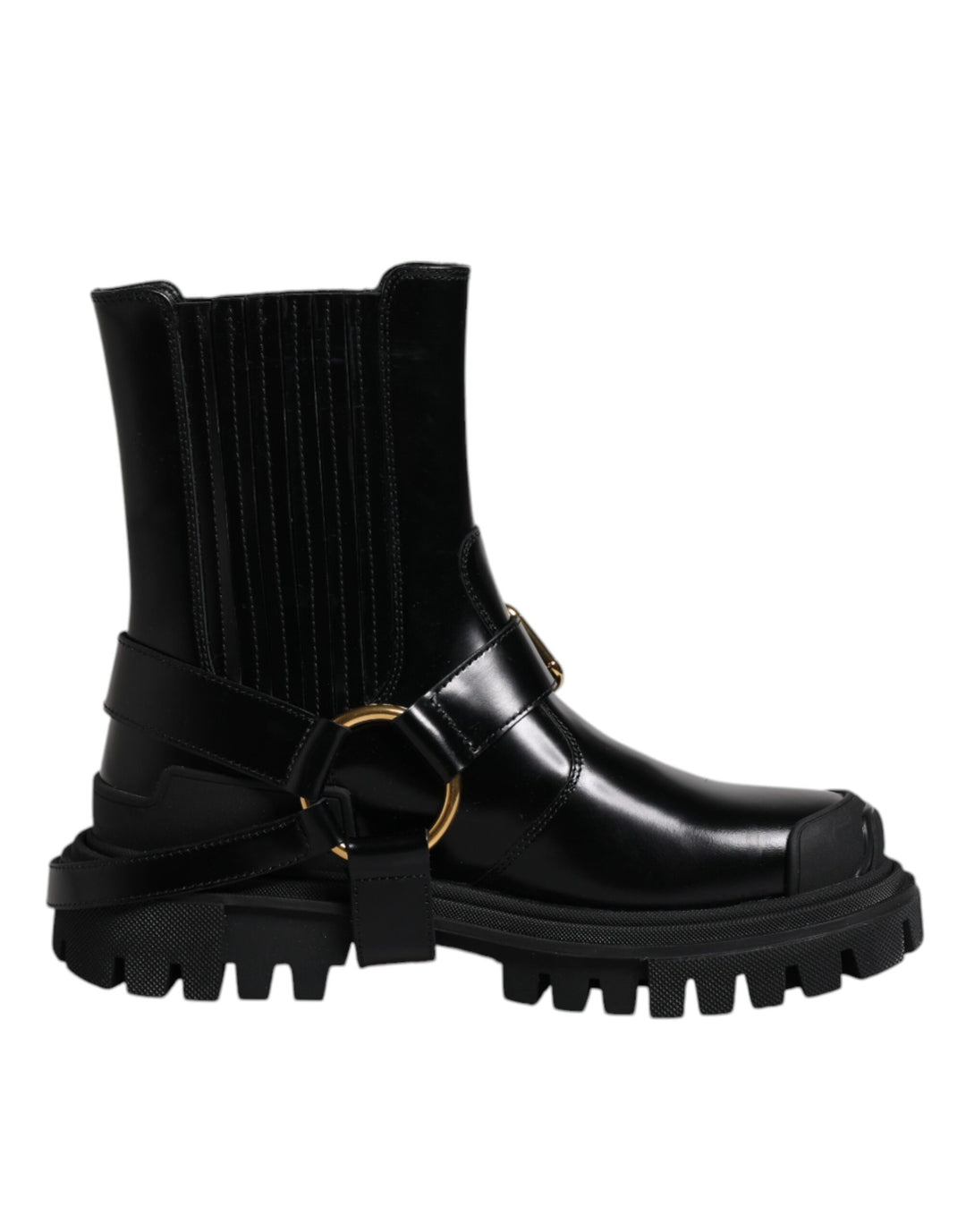 Dolce &amp; Gabbana Sample Sale Dolce &amp; Gabbana Black Leather Slip On Stretch Trekking Boots Shoes - | Designer outlet