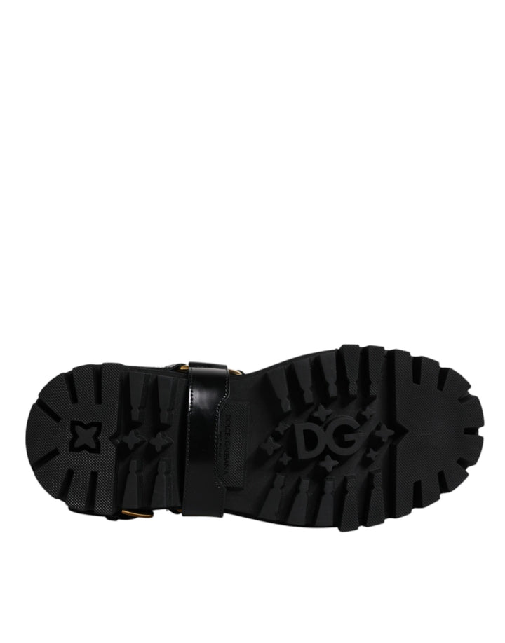 Dolce &amp; Gabbana Sample Sale Dolce &amp; Gabbana Black Leather Slip On Stretch Trekking Boots Shoes - | Designer outlet