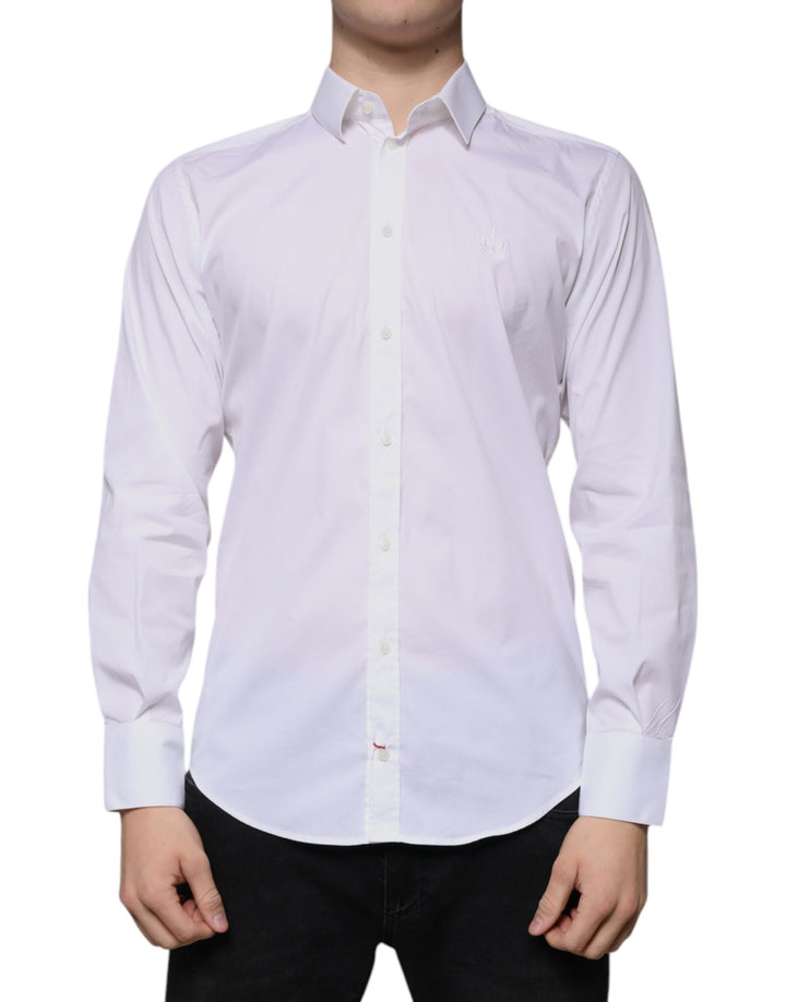 Dolce & Gabbana White Cotton Blend Men MARTINI Dress Shirt