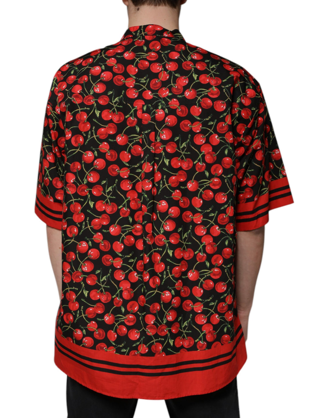 Dolce & Gabbana Black Cherry Cotton Button Down Casual Shirt