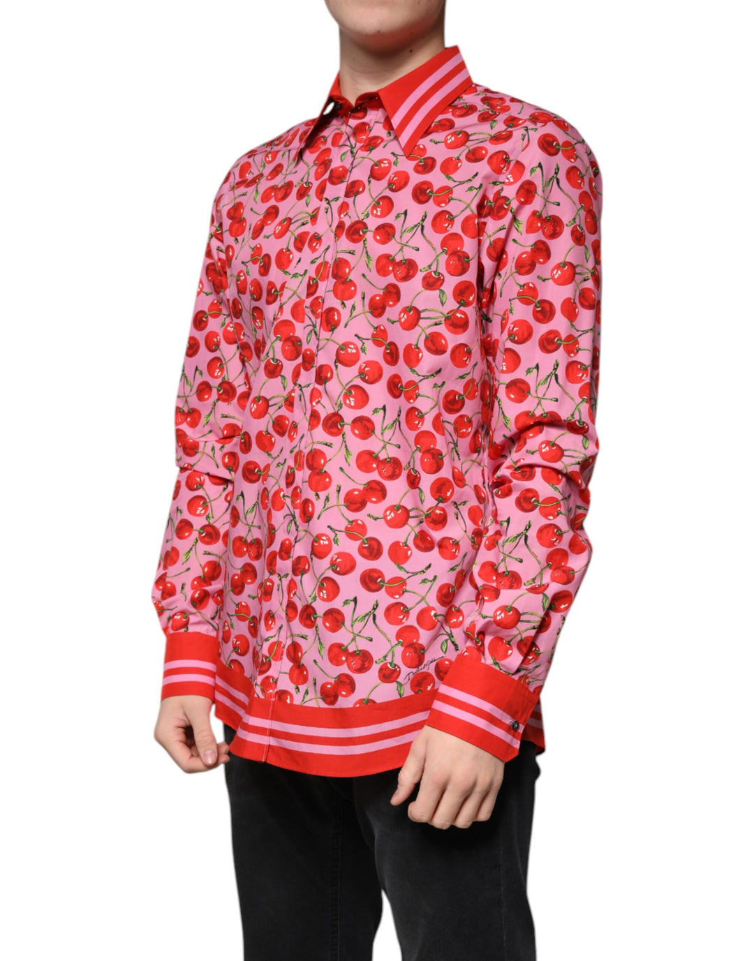 Dolce & Gabbana Pink Cherry Cotton Formal MARTINI Dress Shirt