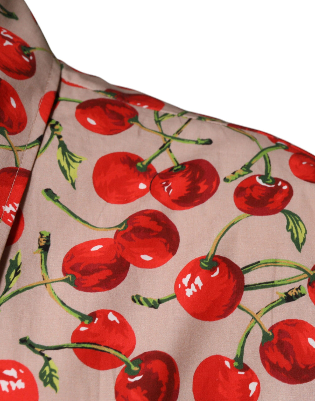 Dolce & Gabbana Beige Cherry Button Down Men Casual Shirt