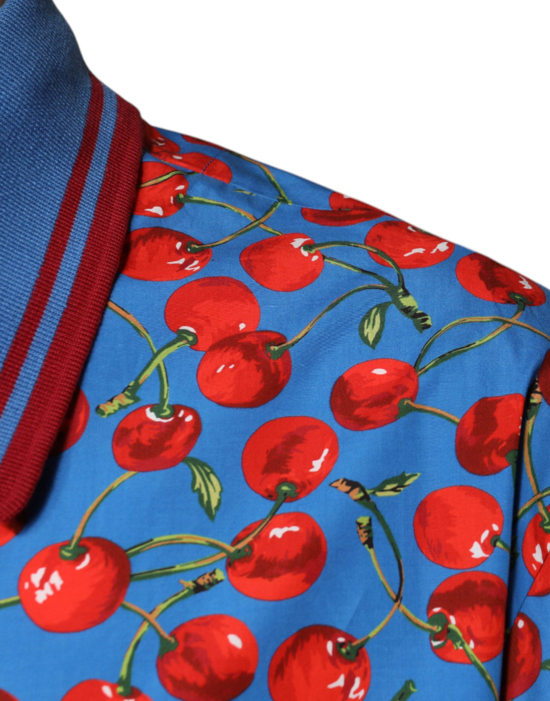 Dolce &amp; Gabbana Blue Cherry Cotton Collared Men Polo T-shirt by Dolce &amp; Gabbana outlet now on sale