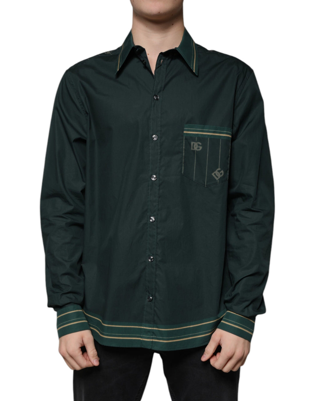 Dolce &amp; Gabbana Sample Sale Dolce &amp; Gabbana Green Logo Long Sleeve MARTINI Casual Shirt - | Designer outlet