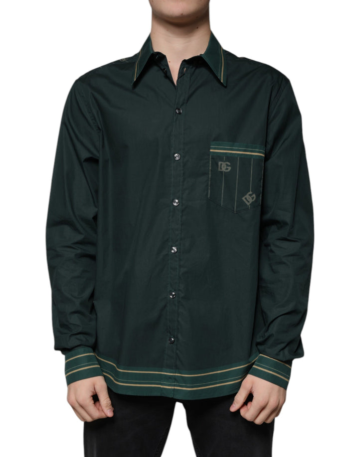 Dolce &amp; Gabbana Sample Sale Dolce &amp; Gabbana Green Logo Long Sleeve MARTINI Casual Shirt - | Designer outlet