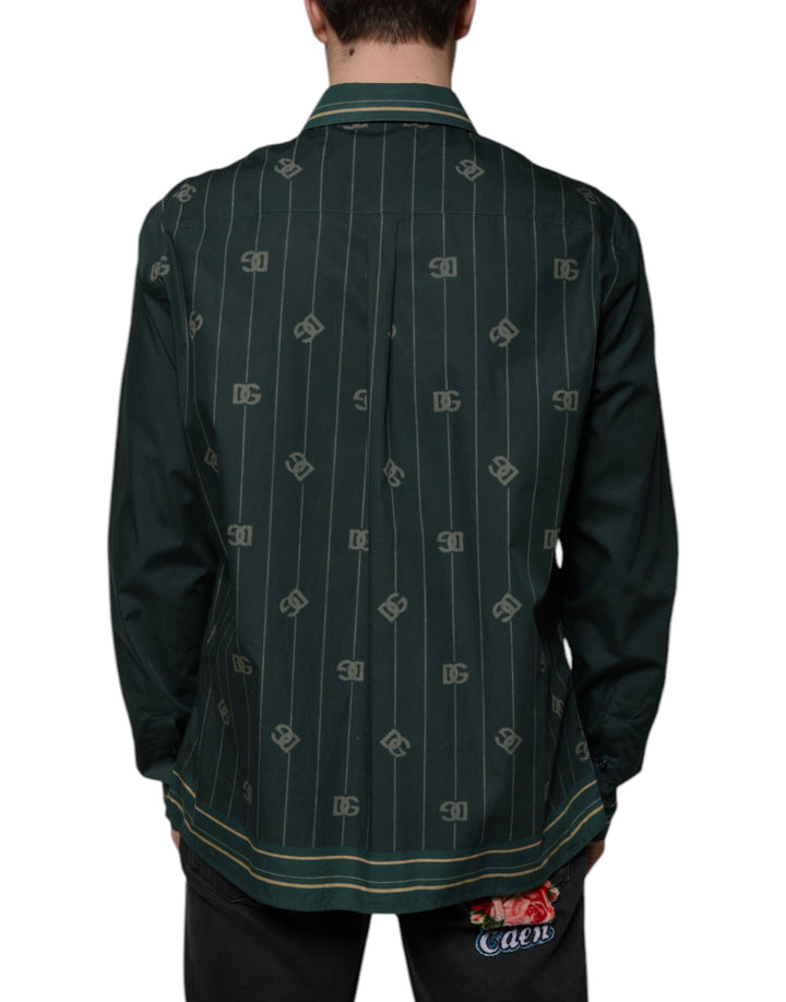 Dolce & Gabbana Green Logo Long Sleeve MARTINI Casual Shirt