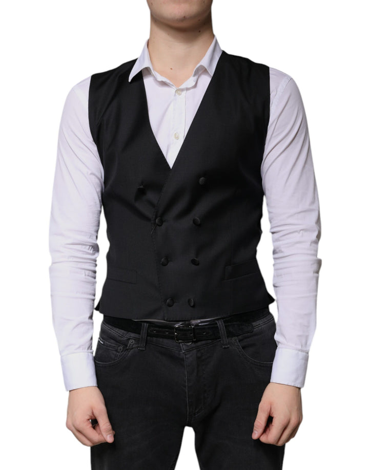 Dolce &amp; Gabbana Sample Sale Dolce &amp; Gabbana Black Wool Formal Dress Men Waistcoat Vest - | Designer outlet