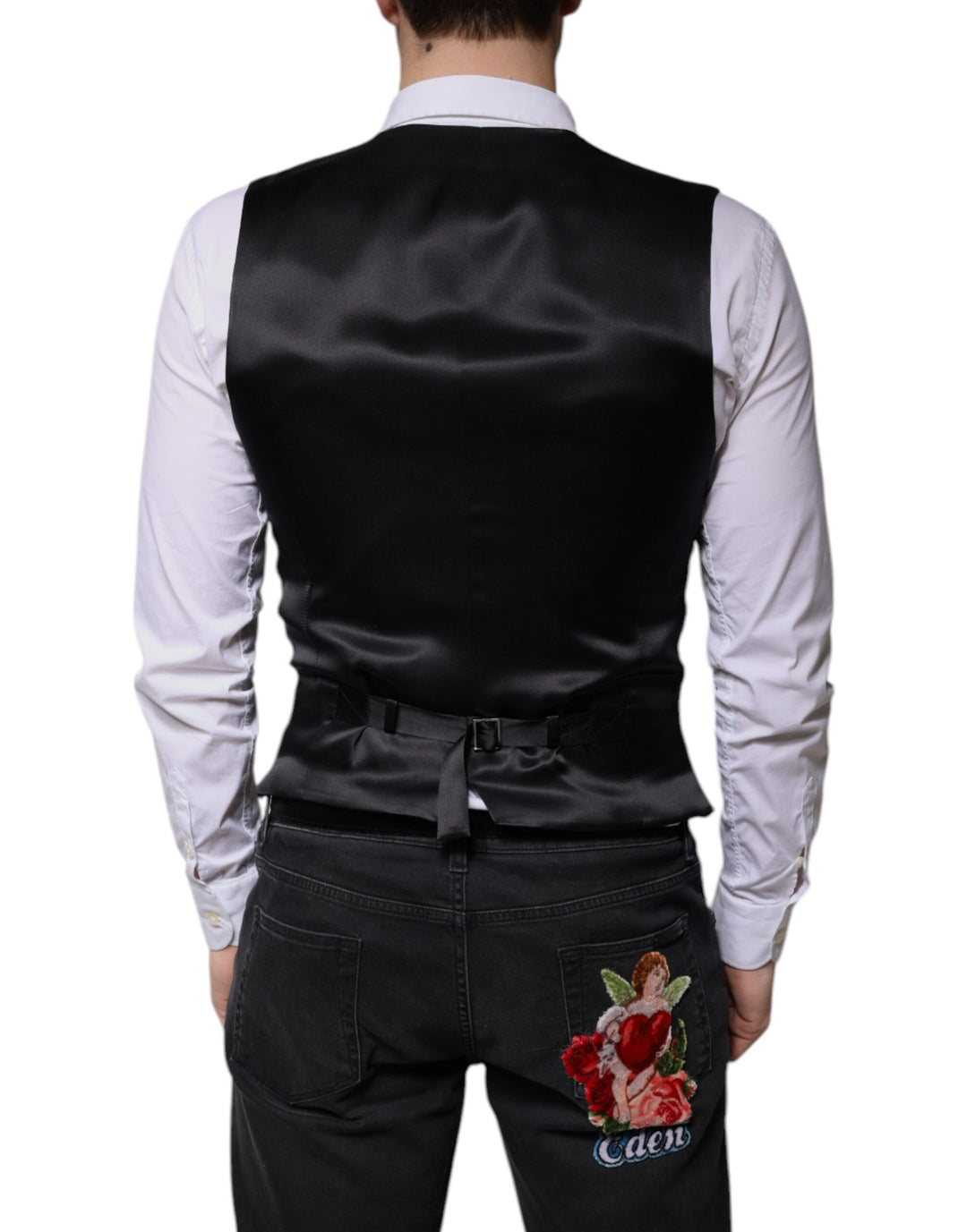 Dolce &amp; Gabbana Sample Sale Dolce &amp; Gabbana Black Wool Formal Dress Men Waistcoat Vest - | Designer outlet