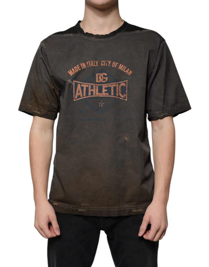 Dolce &amp; Gabbana Sample Sale Dolce &amp; Gabbana Brown Graphic Print Cotton Round Neck T-shirt - | Designer outlet