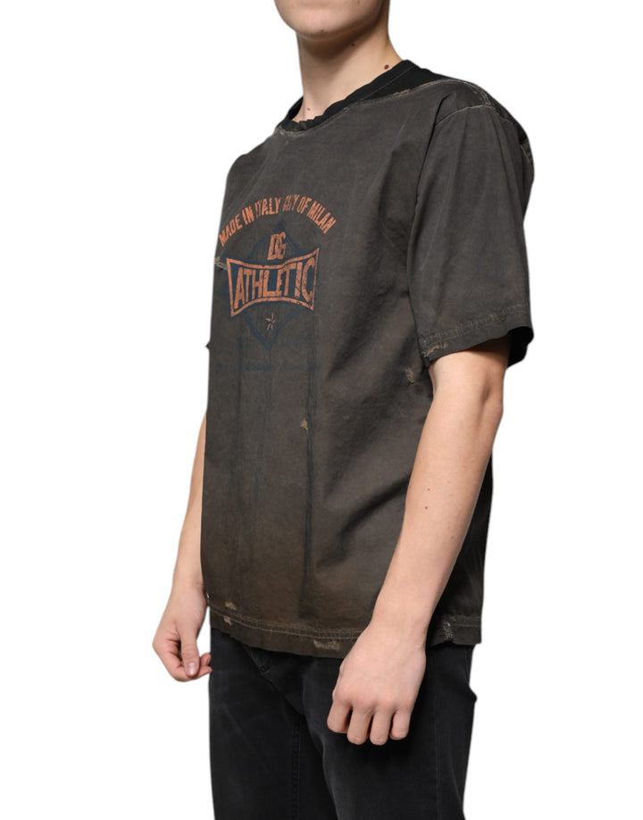 Dolce &amp; Gabbana Sample Sale Dolce &amp; Gabbana Brown Graphic Print Cotton Round Neck T-shirt - | Designer outlet