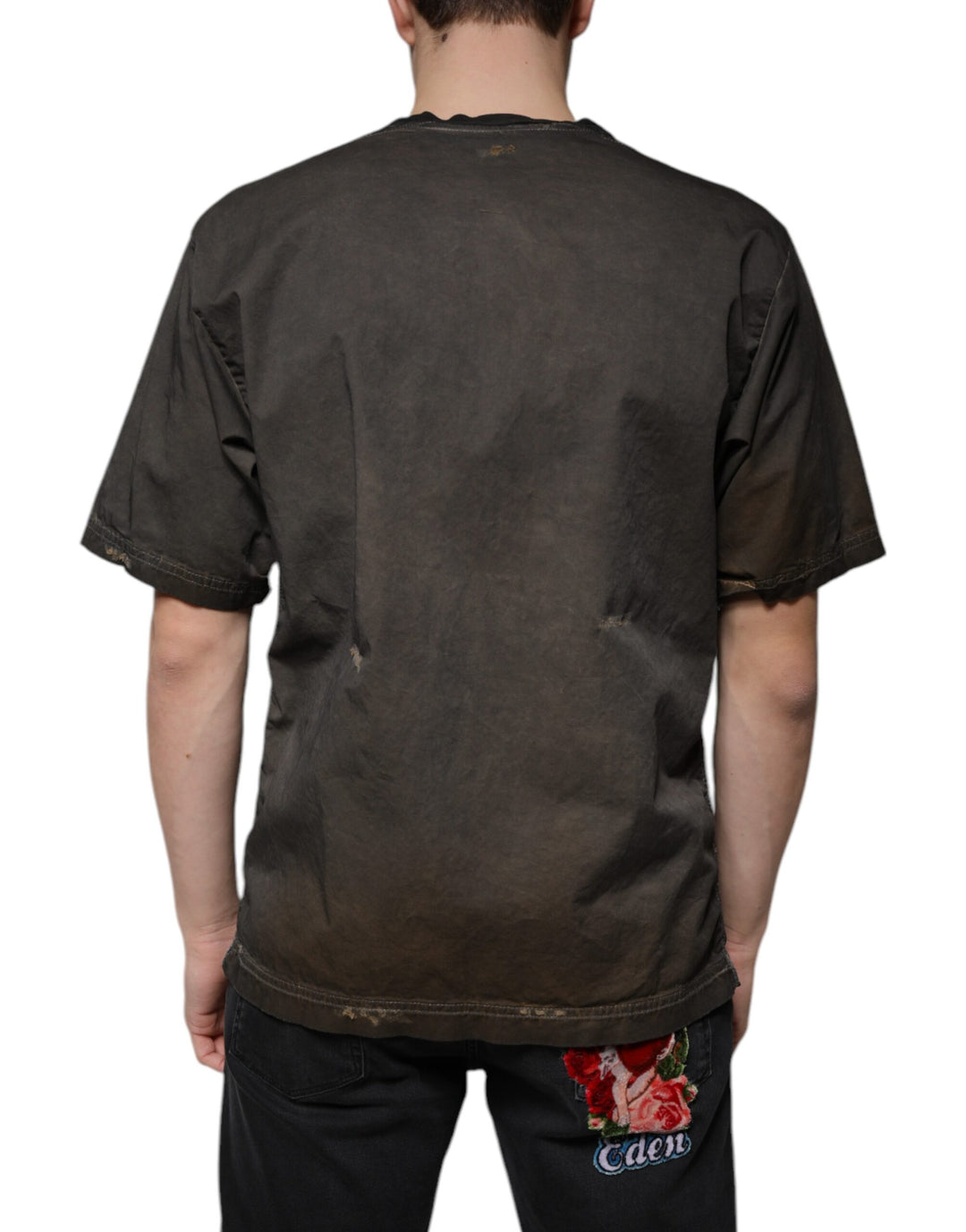 Dolce &amp; Gabbana Sample Sale Dolce &amp; Gabbana Brown Graphic Print Cotton Round Neck T-shirt - | Designer outlet