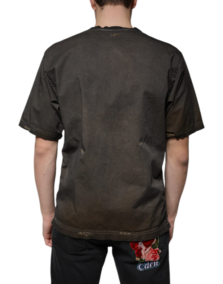 Dolce &amp; Gabbana Sample Sale Dolce &amp; Gabbana Brown Graphic Print Cotton Round Neck T-shirt - | Designer outlet
