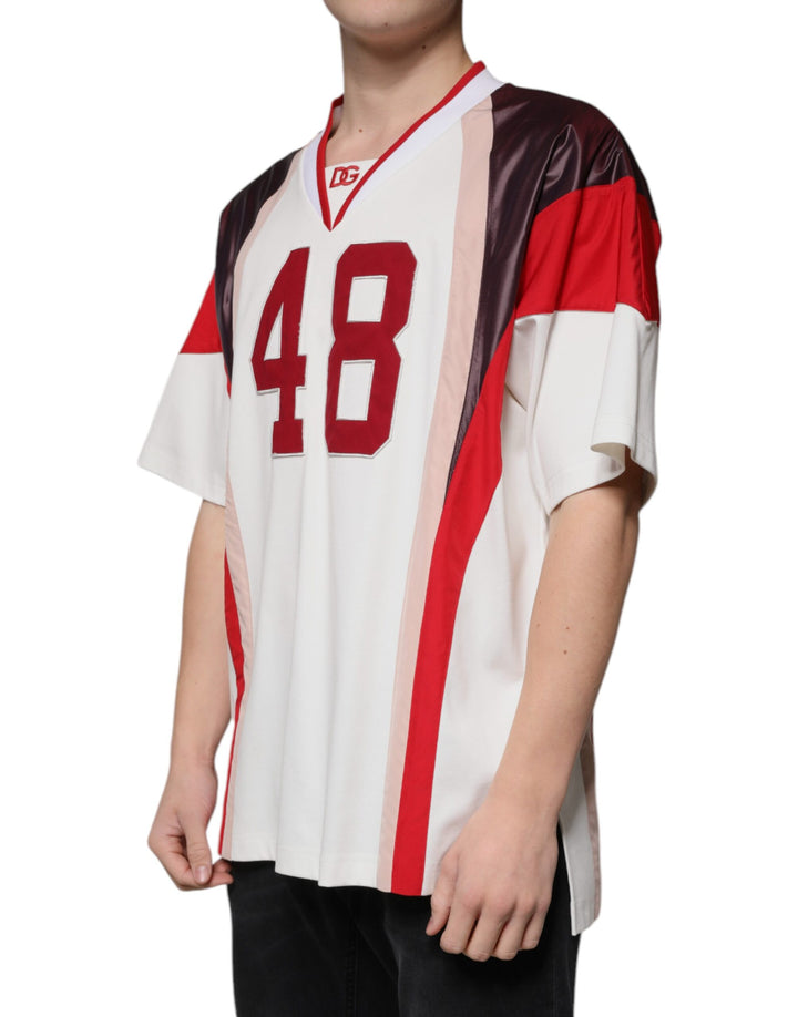 Dolce &amp; Gabbana Sample Sale Dolce &amp; Gabbana Multicolor Logo Jersey Cotton V-neck T-shirt - | Designer outlet