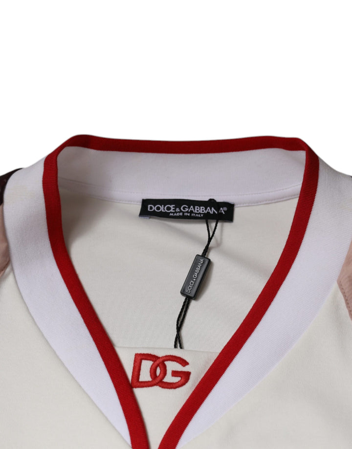 Dolce &amp; Gabbana Sample Sale Dolce &amp; Gabbana Multicolor Logo Jersey Cotton V-neck T-shirt - | Designer outlet