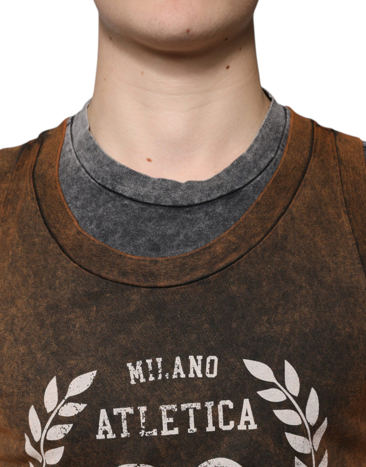 Dolce &amp; Gabbana Sample Sale Dolce &amp; Gabbana Brown Cotton Crew Neck Sleeveless T-shirt - | Designer outlet