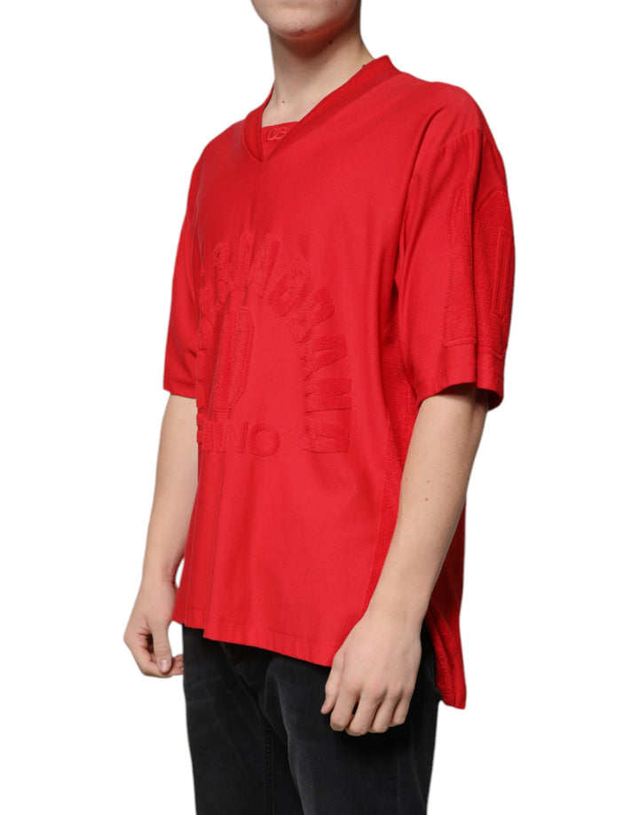 Dolce &amp; Gabbana Sample Sale Dolce &amp; Gabbana Red Cotton V-neck Short Sleeves T-shirt - | Designer outlet