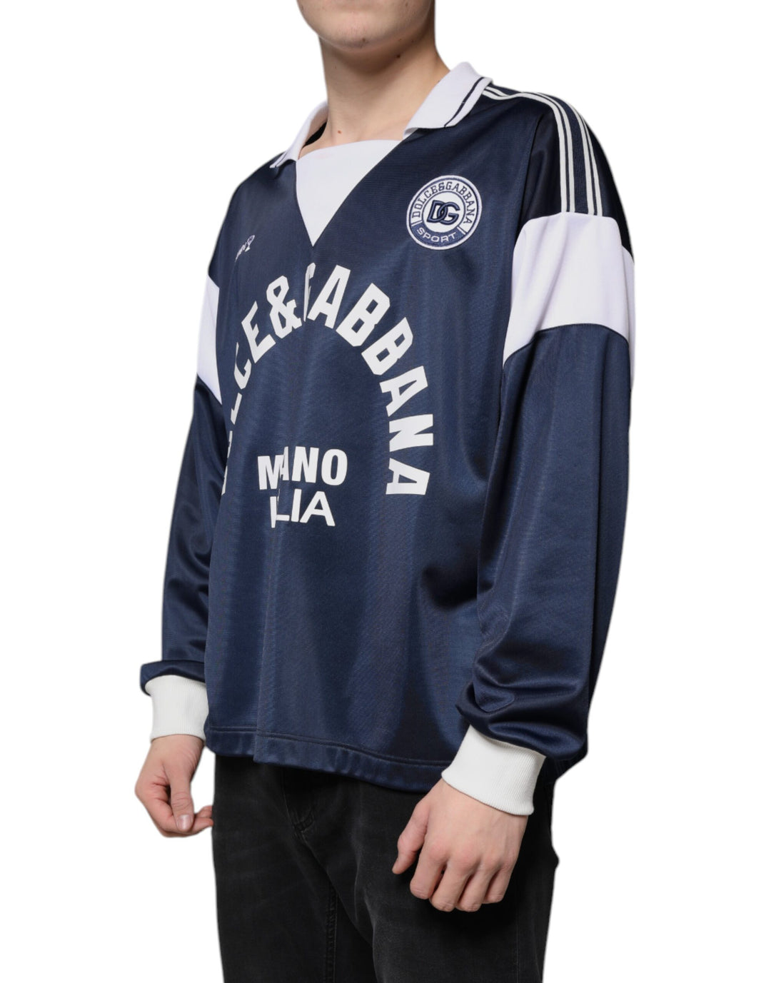 Dolce &amp; Gabbana Sample Sale Dolce &amp; Gabbana Blue White Milano Long Sleeve Jersey T-shirt - | Designer outlet