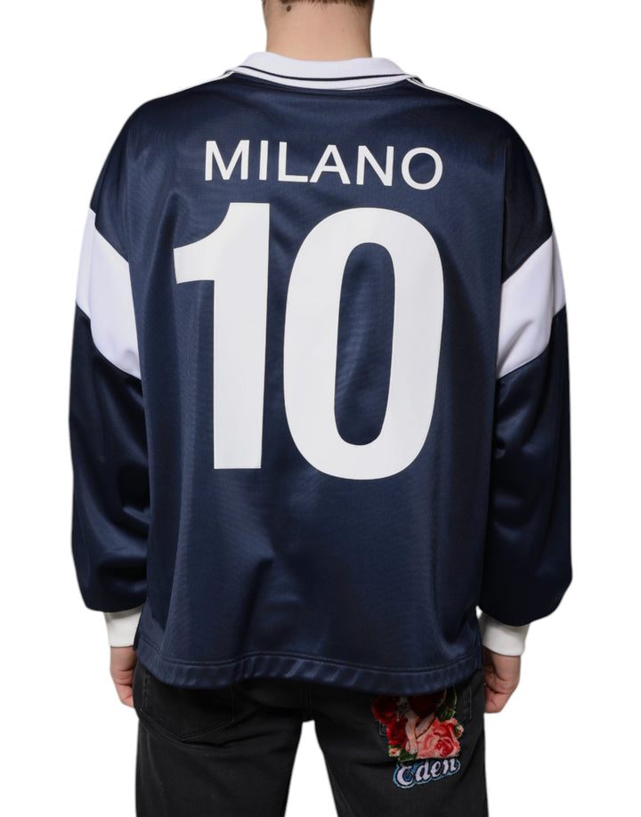 Dolce &amp; Gabbana Sample Sale Dolce &amp; Gabbana Blue White Milano Long Sleeve Jersey T-shirt - | Designer outlet