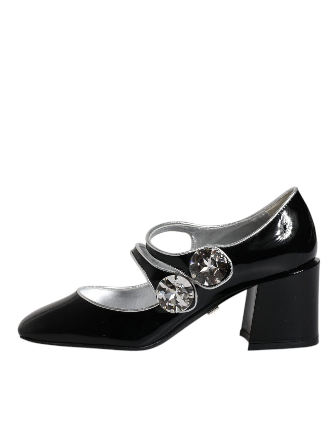 Dolce & Gabbana Black Patent Leather Crystal Mary Jane Pumps Shoes