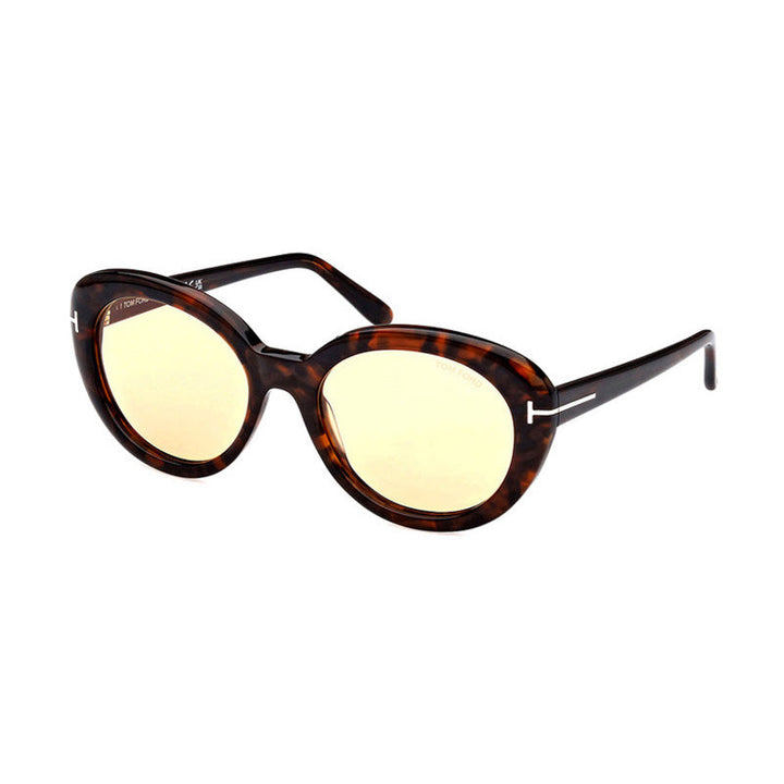 Tom Ford Cat Eye Full Rim, with a Dark Havana frame and Peach lens.