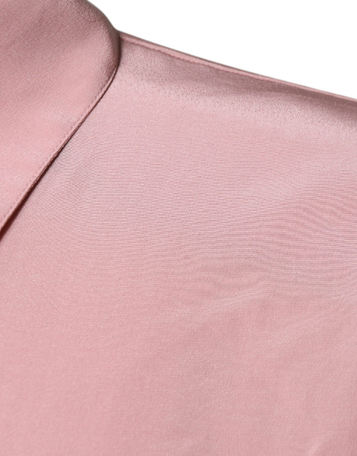 Dolce & Gabbana Pink Cotton Long Sleeves Collared Blouse Top