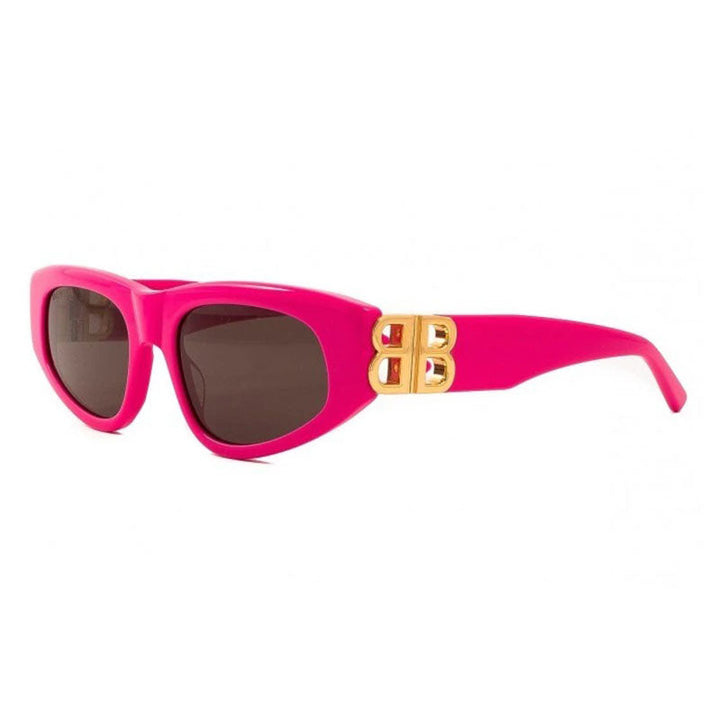 Balenciaga Cat Eye Full Rim, with a Pink frame and Grey lens.