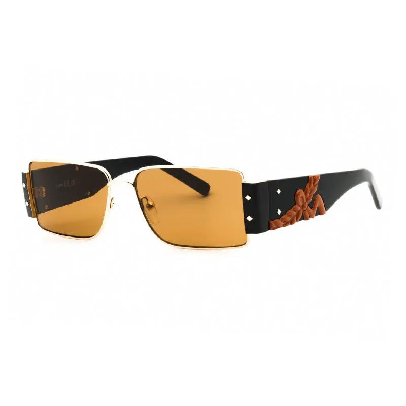 Mcm Sunglasses Rectangle Full Rim, Gold Frame And Roviex Lens
