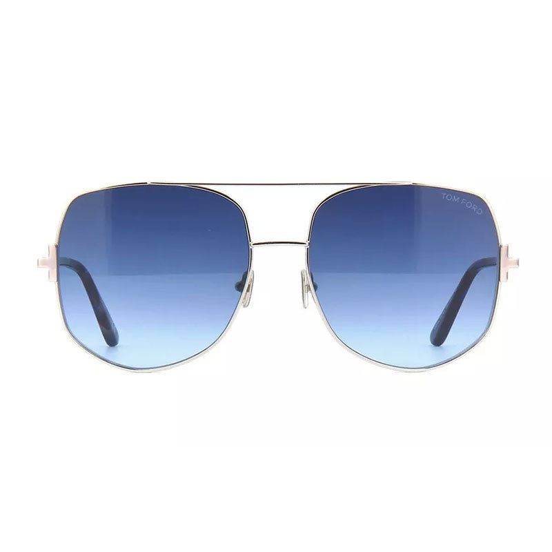 Tom Ford Aviator Full Rim, with a Shiny Palladium frame and Gradient Blue lens.