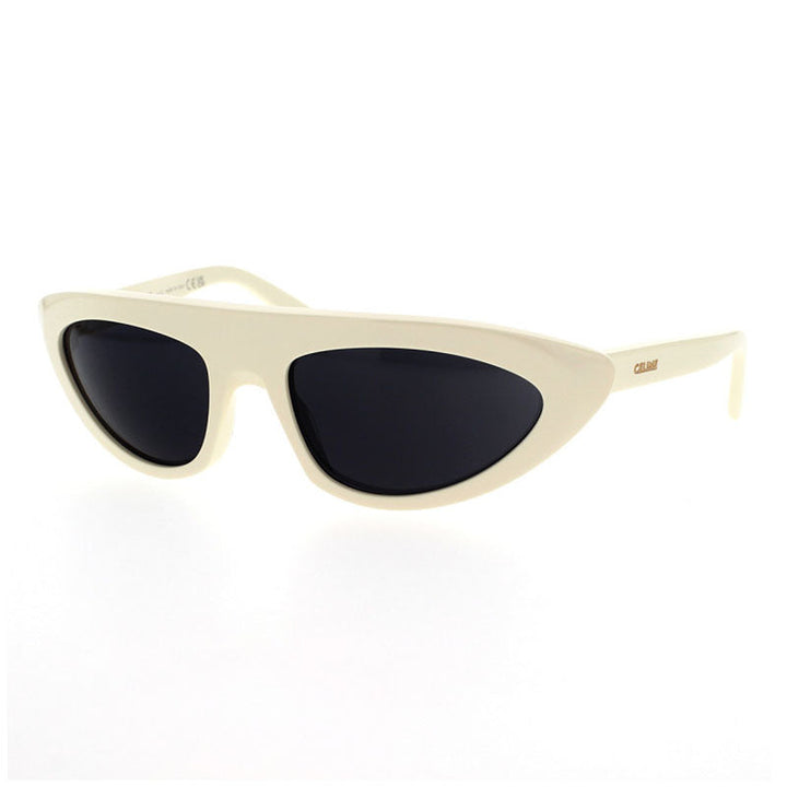 Celine Geometric Full Rim, with a Shiny Ivory frame and Smoke lens.