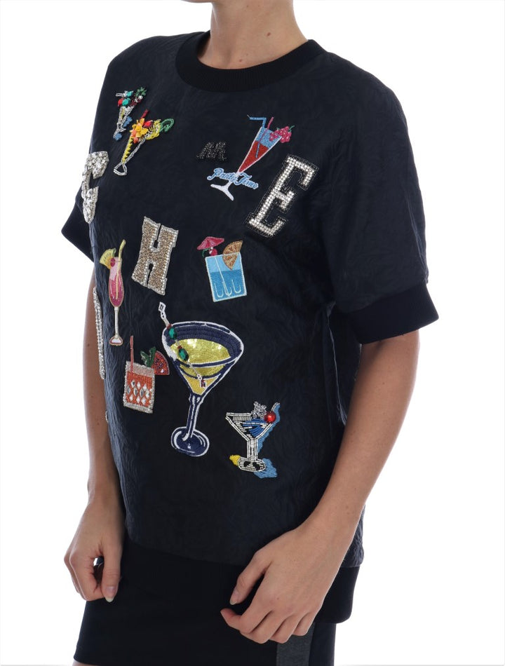 Dolce &amp; Gabbana Sample Sale Dolce &amp; Gabbana Black Brocade Cocktail Crystal Sweater - | Designer outlet