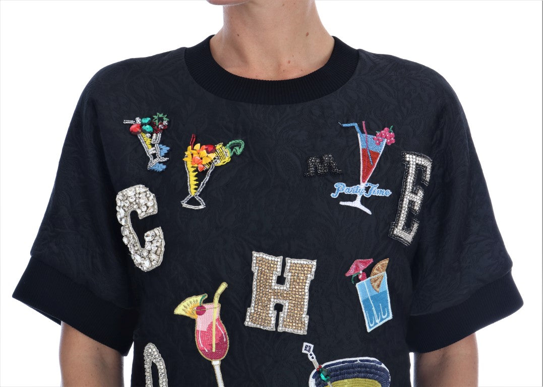 Dolce &amp; Gabbana Sample Sale Dolce &amp; Gabbana Black Brocade Cocktail Crystal Sweater - | Designer outlet