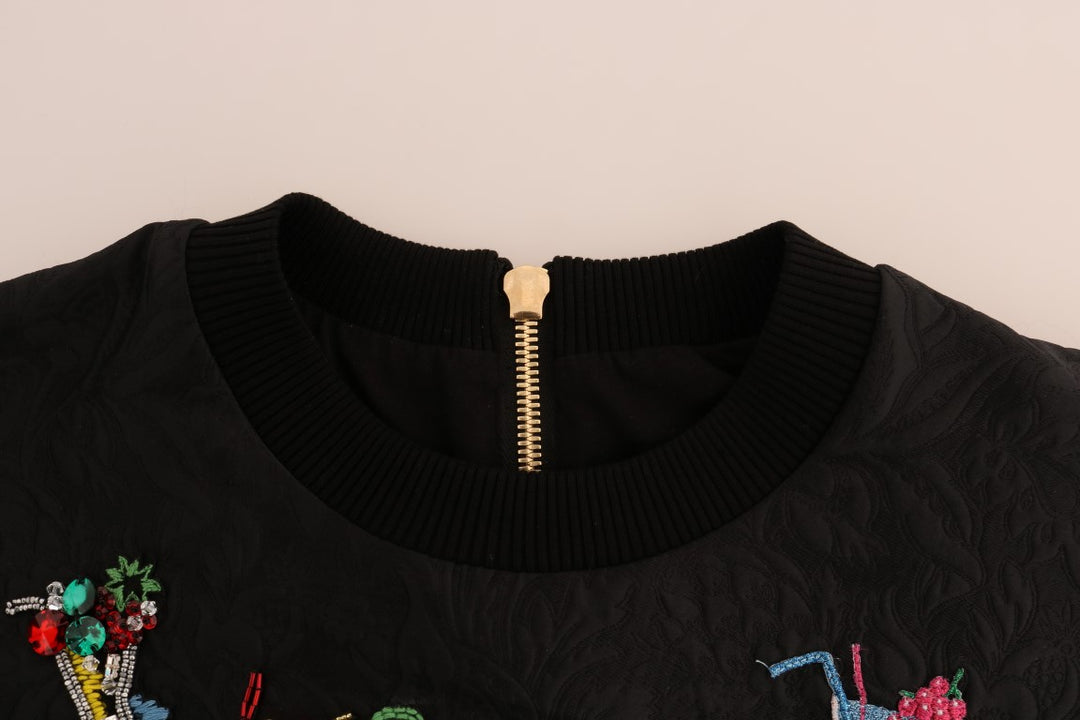 Dolce &amp; Gabbana Sample Sale Dolce &amp; Gabbana Black Brocade Cocktail Crystal Sweater - | Designer outlet