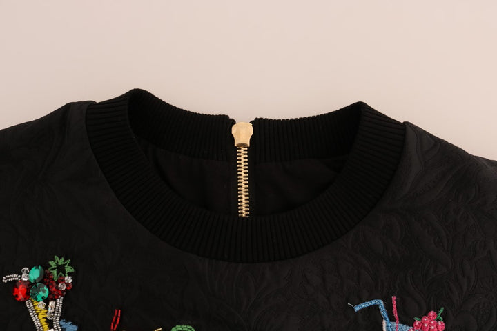 Dolce &amp; Gabbana Sample Sale Dolce &amp; Gabbana Black Brocade Cocktail Crystal Sweater - | Designer outlet