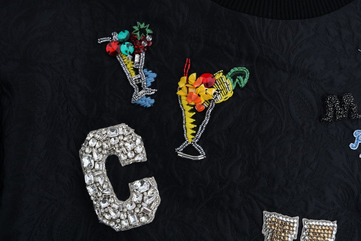 Dolce &amp; Gabbana Sample Sale Dolce &amp; Gabbana Black Brocade Cocktail Crystal Sweater - | Designer outlet