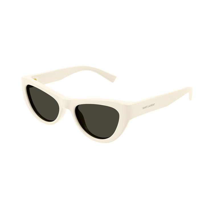 Saint Laurent Sunglasses Cat Eye Full Rim, Ivory Frame and Grey Lens SL676008