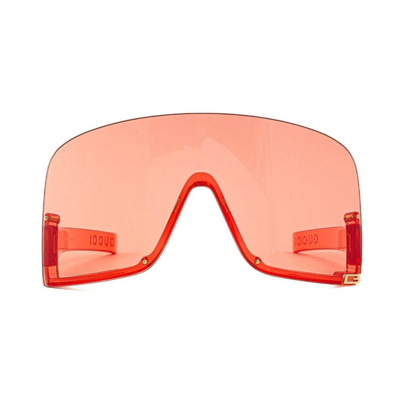 Gucci Sunglasses Shield Semi Rim, Transparent Red Frame and Light Red Lens GG1631S001