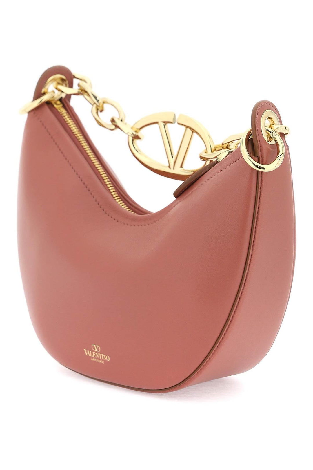 Valentino Garavani Mini Vlogo Moon Bag In Nappa Leather With Chain