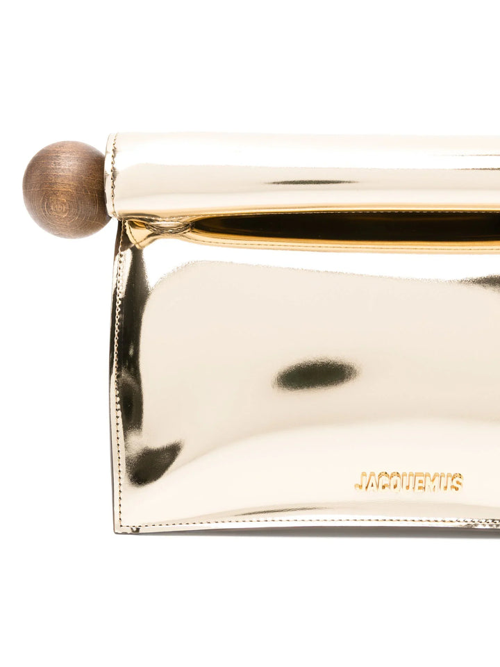 JACQUEMUS WOMEN La Pochette Rond Carré Clutch Bag Gold-One Size