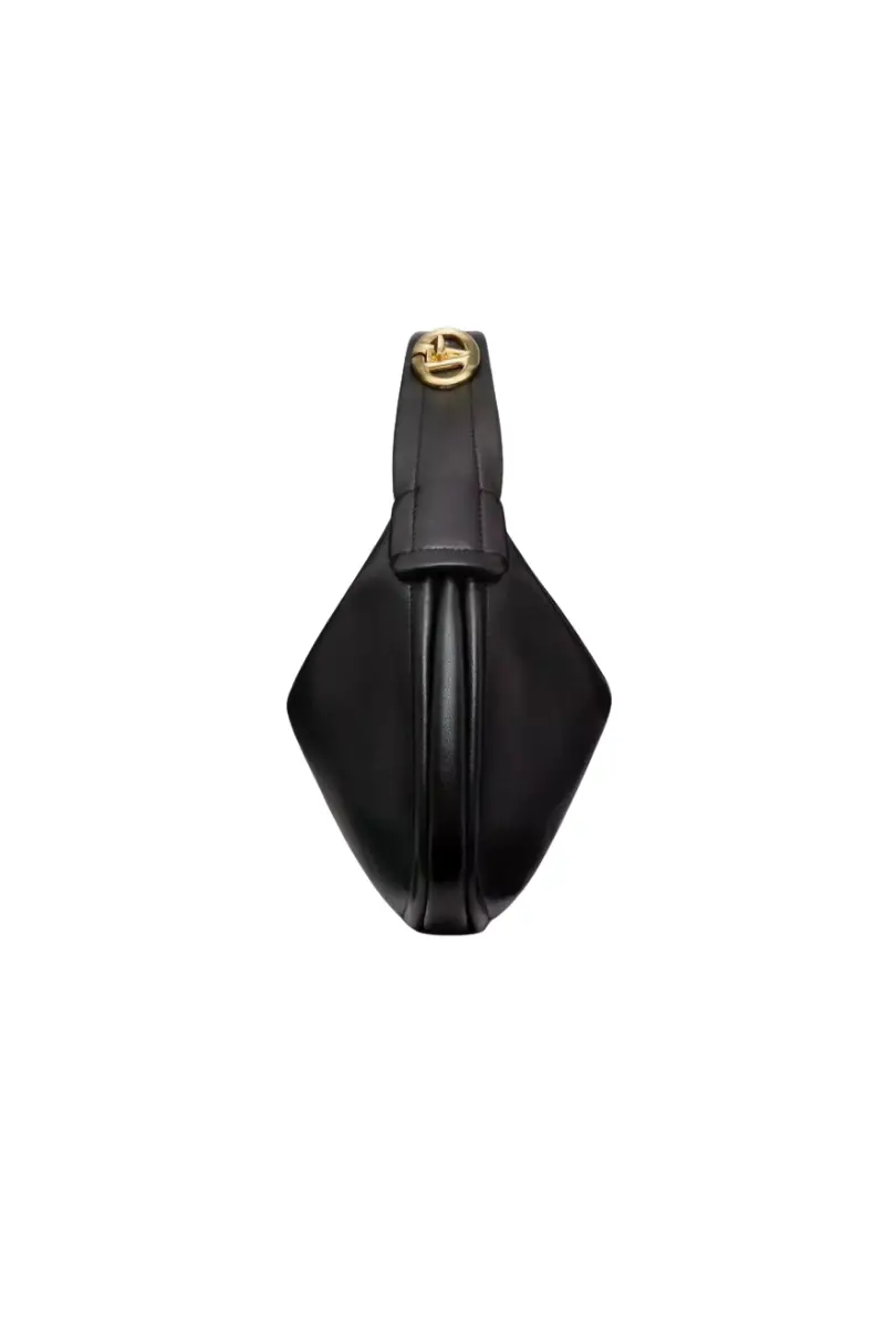 Valentino Garavani Ruffle Hobo Leather Bag In Black